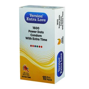 Version Extra Love 1600 Dots Extra Time Condom ( Banana ) - 10Pcs Pack